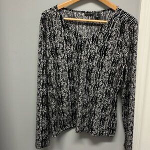 Black and White Print Tahari Blouse